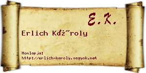 Erlich Károly névjegykártya