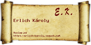 Erlich Károly névjegykártya